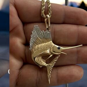Gold and Silver Fish Pendant Necklace